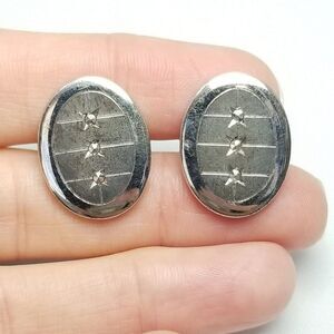 Vintage Speidel USA Sterling Silver Oval Starburst Design Etched Cufflinks